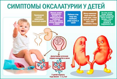 Оксалурия у детей: симптомы