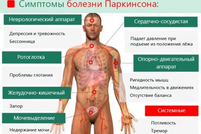 Проявления болезни Паркинсона