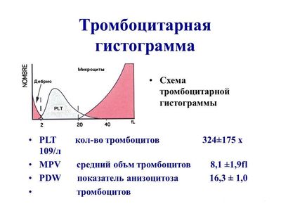 Распределение тромбоцитов в гистограмме