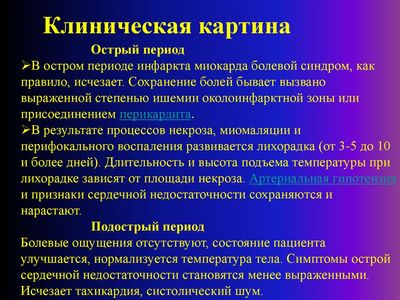 Острый период инфаркта миокарда
