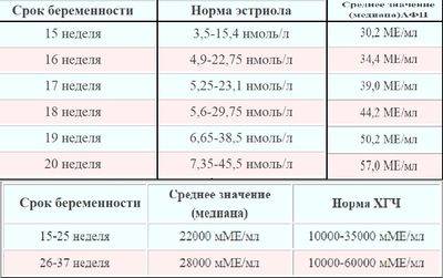 Таблица показателей
